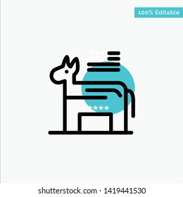 Donkey, American, Political, Symbol turquoise highlight circle point Vector icon