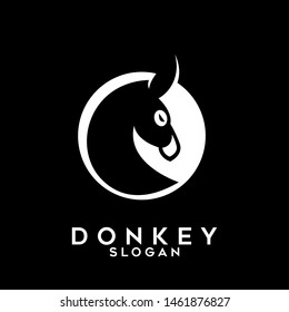 donkey animal black logo icon design vector illustration