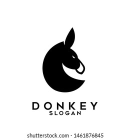 donkey animal black logo icon design vector illustration