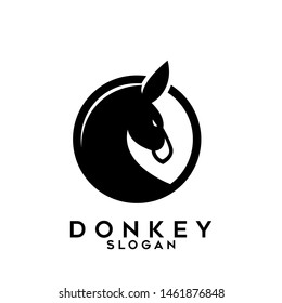 donkey animal black logo icon design vector illustration