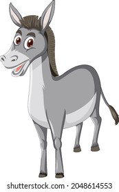 Donkey animal cartoon character  illustration