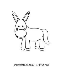 Donkey, animal cartoon icon vector illustration graphic design