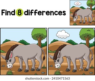 Animal burro encuentra las diferencias