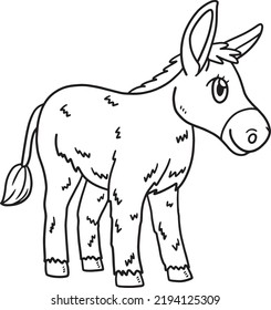 Donkey Animal Isolated Coloring Page For Kids