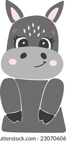 Donkey animal isolted vector, Cute Animal donkey, Farm Clipart, Portrait animal vector, Baby animal element