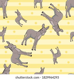 Donkey Animal Seamless Vector Pattern Design Background