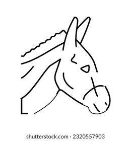 donkey animal zoo line icon vector. donkey animal zoo sign. isolated contour symbol black illustration