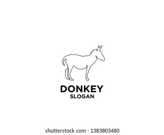 donkey black outline with black background logo icon designs vector illustration sign silhouette