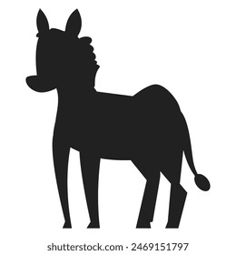 Donkey black silhouette vector farm animal sign isolated on a white background.