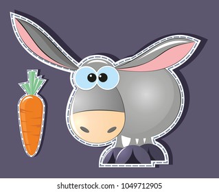donkey and carrot on the dark background