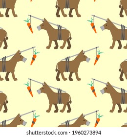 Donkey and carrot pattern seamless. vector background