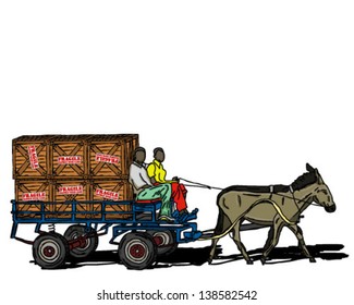 DONKEY CART CARRYING CRATEs