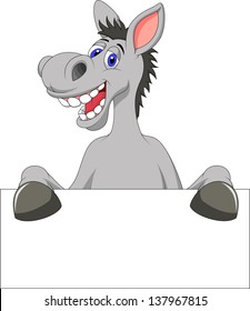 Donkey cartoon with blank sign