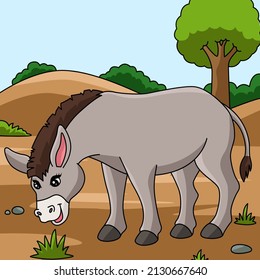 Donkey Cartoon Colored Animal Illustration