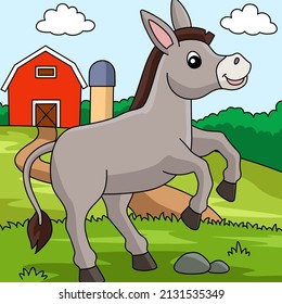 Donkey Cartoon Colored Animal Illustration