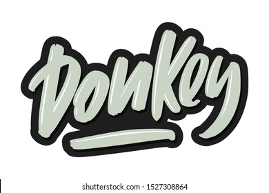 Donkey cartoon lettering text. Vector illustration for print and advertising