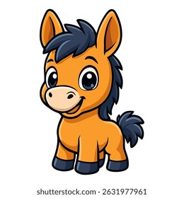 Desenho Animado de Burro Pequena Ilustração de Pônei Ilustrações Mascote