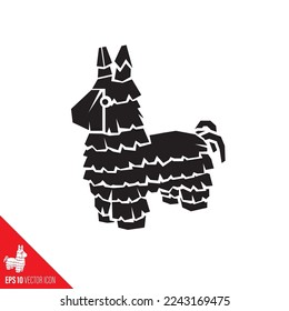 Icono del vector de la caricatura Piñata de burro. Símbolo de celebración mexicana.