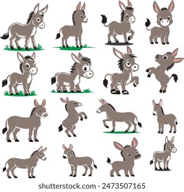 donkey cartoon vector illustration .