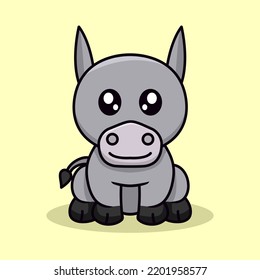 Donkey and chibi animal vector illustration