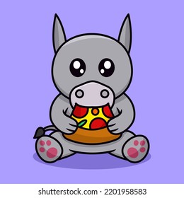 Donkey and chibi animal vector illustration