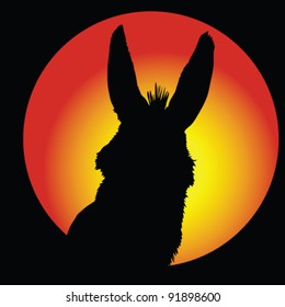 donkey in circle with color background vector illustration