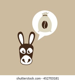 donkey and coffee bean icon, vector illustration