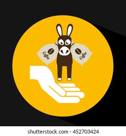 donkey and coffee bean icon, vector illustration