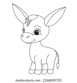 libro de colorear burro para niños vector aislados