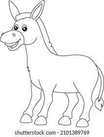 Donkey Coloring Page Isolated for Kids