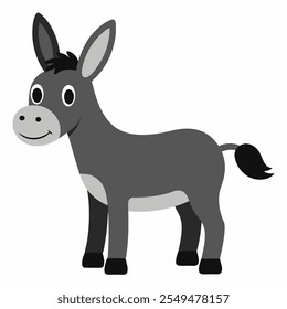 Dibujo para colorear de burro para niños ilustración de icono de Vector con fondo blanco