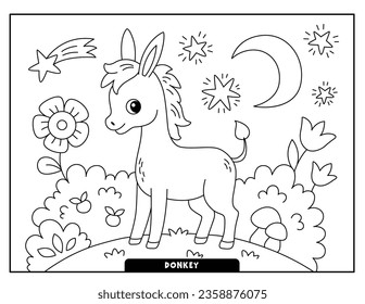 Donkey coloring pages for kids