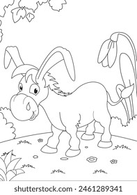 Donkey Coloring Pages For Kids. Coloring book. 