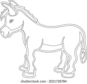 Donkey Coloring Pages With Line Art Design Hand Drawing Sketch Vector illustration For Adult And Kids Coloring Book