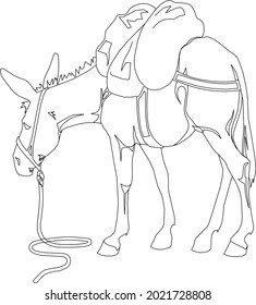 Donkey Coloring Pages With Line Art Design Hand Drawing Sketch Vector illustration For Adult And Kids Coloring Book