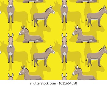 Donkey Contentin Cartoon Seamless Wallpaper