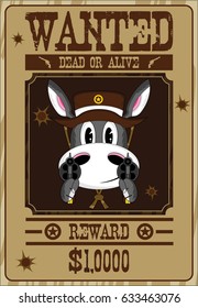 Donkey Cowboy Wanted Poster