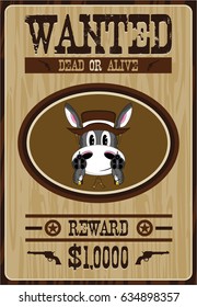 Donkey Cowboy Wanted Poster