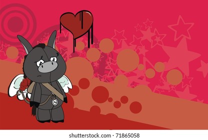 donkey cupid cartoon background in vector format