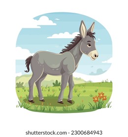 A donkey cute animal cartoon character vector illustration