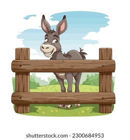 Un burro lindo animal caricatura de dibujos vectoriales