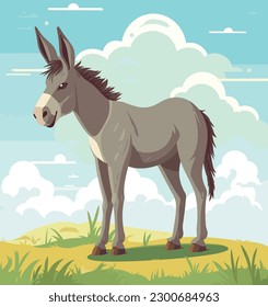 Un burro lindo animal caricatura de dibujos vectoriales