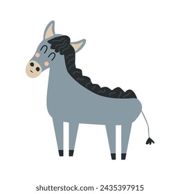 Un burro lindo animal dibujo animado personaje ilustración vectorial