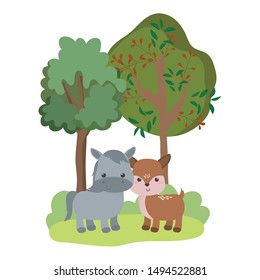 Donkey and deer cartoon vector design