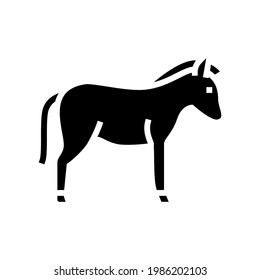 donkey domestic animal glyph icon vector. donkey domestic animal sign. isolated contour symbol black illustration