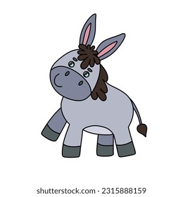 Donkey Doodle Vector color illustration Isolated on white 
