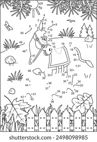 Donkey dot-to-dot and coloring page activity sheet
