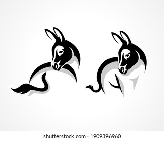 donkey drawing art logo design inspiration