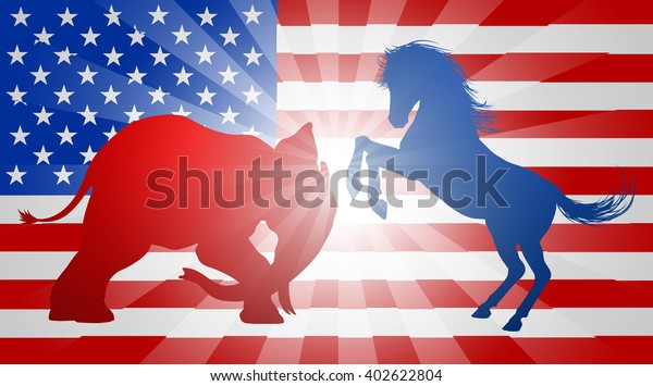 Donkey Elephant Fighting Silhouette Elephant Charging Stock Vector ...