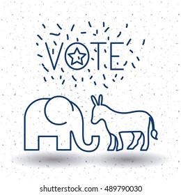 Donkey and elephant icon. Vote election nation and government theme. Silhouette and isolated design. Vector illustration